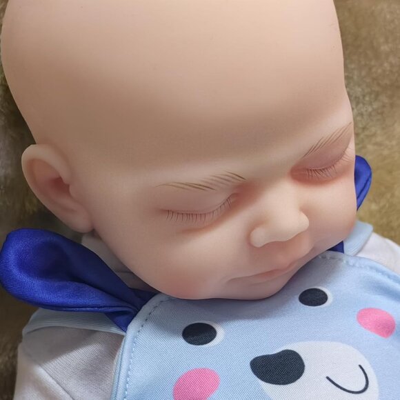 18 inch Full Body Platinum Silicone Bald Baby Dolls Sleeping Closed Mouth Boy - Picture 4 of 6
